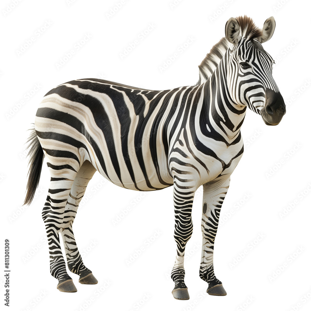 Fototapeta premium Zebra isolated on white transparent background