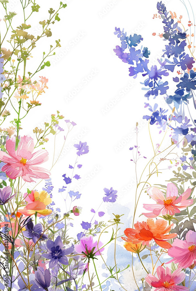 flowers frame for watercolor backgrounds