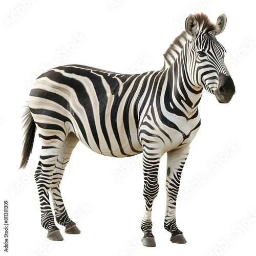 Zebra isolated on white transparent background