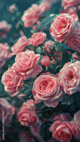 A Bunch of Pink Roses With Green Leaves