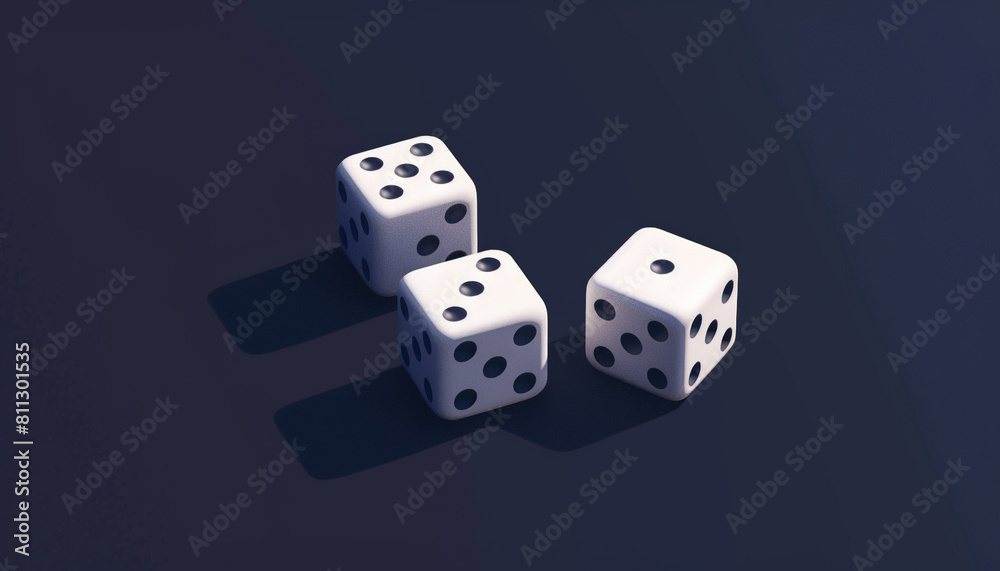minimalist, cute isometric, dynamic white rolling dices, made in blender 3D style of behance minimalist, cute isometric, dynamic white rolling dices, made in blender 3D style of behance