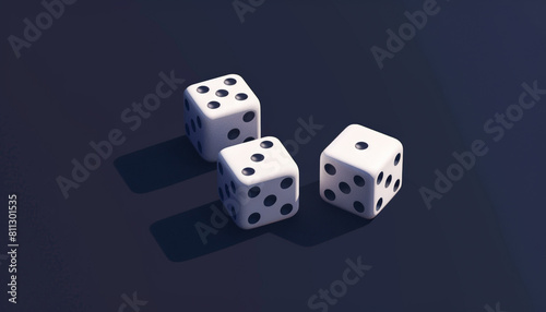 minimalist  cute isometric  dynamic white rolling dices  made in blender 3D style of behance