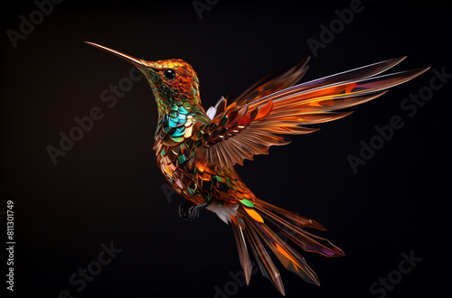 Vibrant Glass Art Hummingbird © Canvas Alchemy