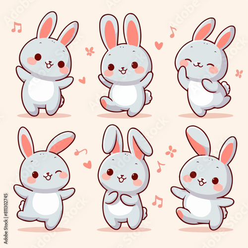 vector collection of cartoon animals dancing happily