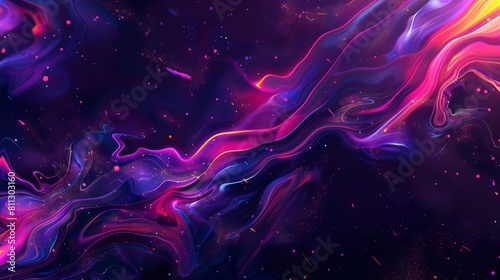 A colorful abstract painting with purple and blue colors.