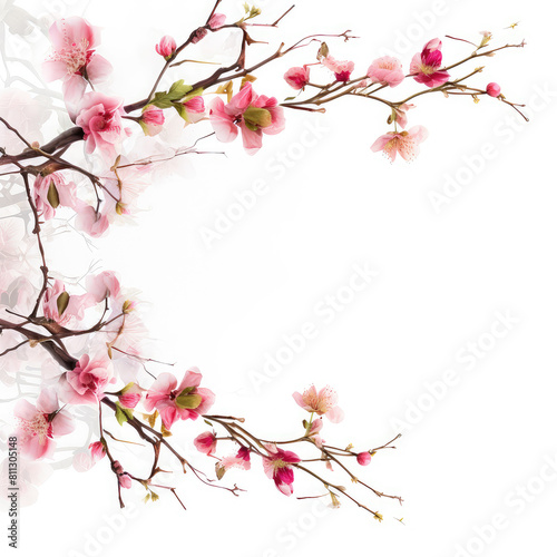 Tree branch flower Photo Overlays  Summer spring painted overlays white background