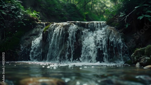 hidden waterfall in forest