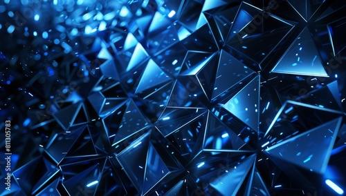 abstract blue geometric background with glowing triangles and intricate patterns Generative AI photo