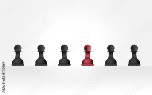 chess solder different from others, Stand out concept illustration with pawns