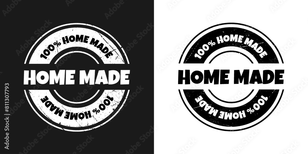 Logo template for organic and eco-friendly homemade products. Sticker, label, badge and icon. Black and white vector illustration