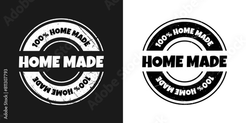 Logo template for organic and eco-friendly homemade products. Sticker, label, badge and icon. Black and white vector illustration