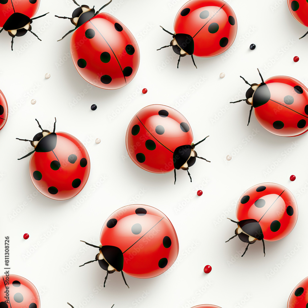 Fototapeta premium seamless pattern ladybugs on a white background.