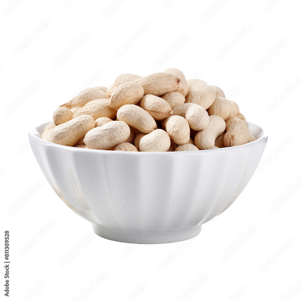 Peanuts in white bowl isolated on transparent background Peanuts in white bowl isolated on transparent background