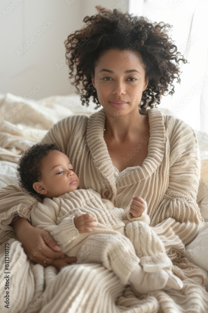 Woman Holding Baby Wrapped in Blanket Woman Holding Baby Wrapped in Blanket