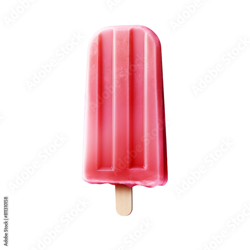 Pink ice cream popsicle isolated on transparent background