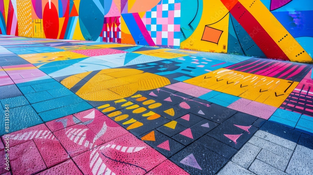 Fototapeta premium Colorful Urban Street Art And Pavement Patterns