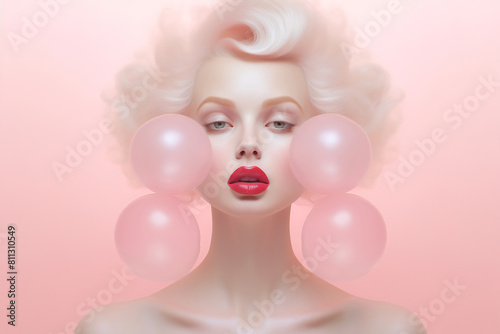 Vintage Model with Pink Bubble Gum