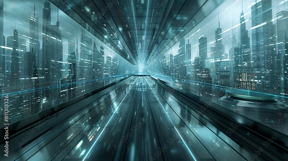 A cityscape with tall buildings and a cloudy sky. The buildings are made of glass and are lit up with orange lights. Scene is futuristic and modern A cityscape with tall buildings and a cloudy sky. The buildings are made of glass and are lit up with orange lights. Scene is futuristic and modern