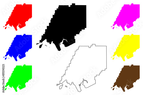 Dillingham Census Area, Alaska (Boroughs and census areas in Alaska, United States of America,USA, U.S., US) map vector illustration, scribble sketch Dillingham map