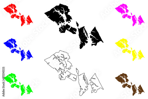 Hoonah–Angoon Census Area, Alaska (Boroughs and census areas in Alaska, United States of America,USA, U.S., US) map vector illustration, scribble sketch Hoonah Angoon map