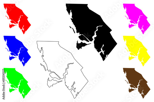 City and Borough of Juneau, Alaska (Boroughs and census areas in Alaska, United States of America,USA, U.S., US) map vector illustration, scribble sketch Juneau map