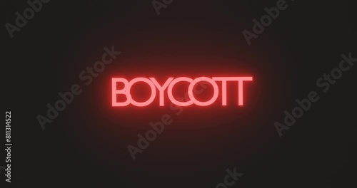 boycott trend concept, social media cancel culture concept, glowing text sign on a black background