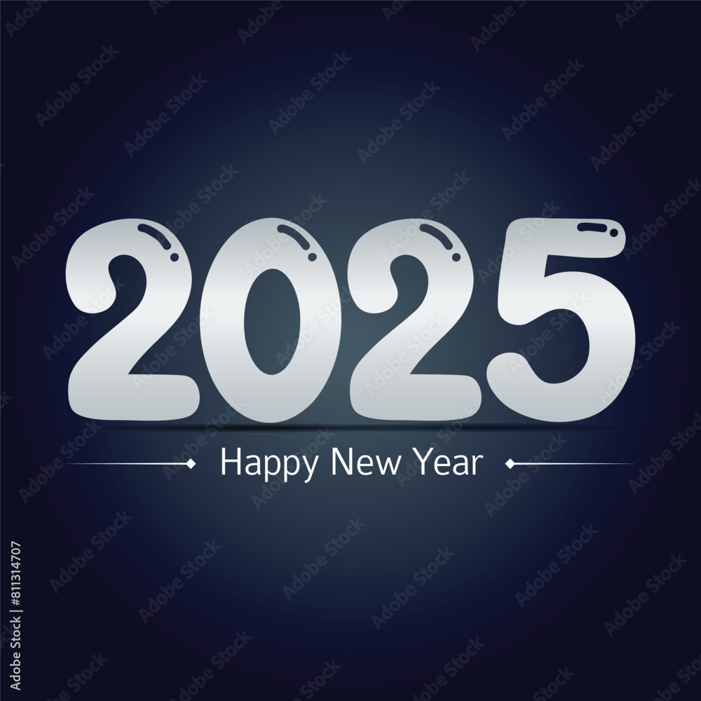 Happy new year 2025. White paper numbers with golden Christmas decoration and confetti on dark blue background. Holiday greeting card design. Happy new year 2025. White paper numbers with golden Christmas decoration and confetti on dark blue background. Holiday greeting card design.