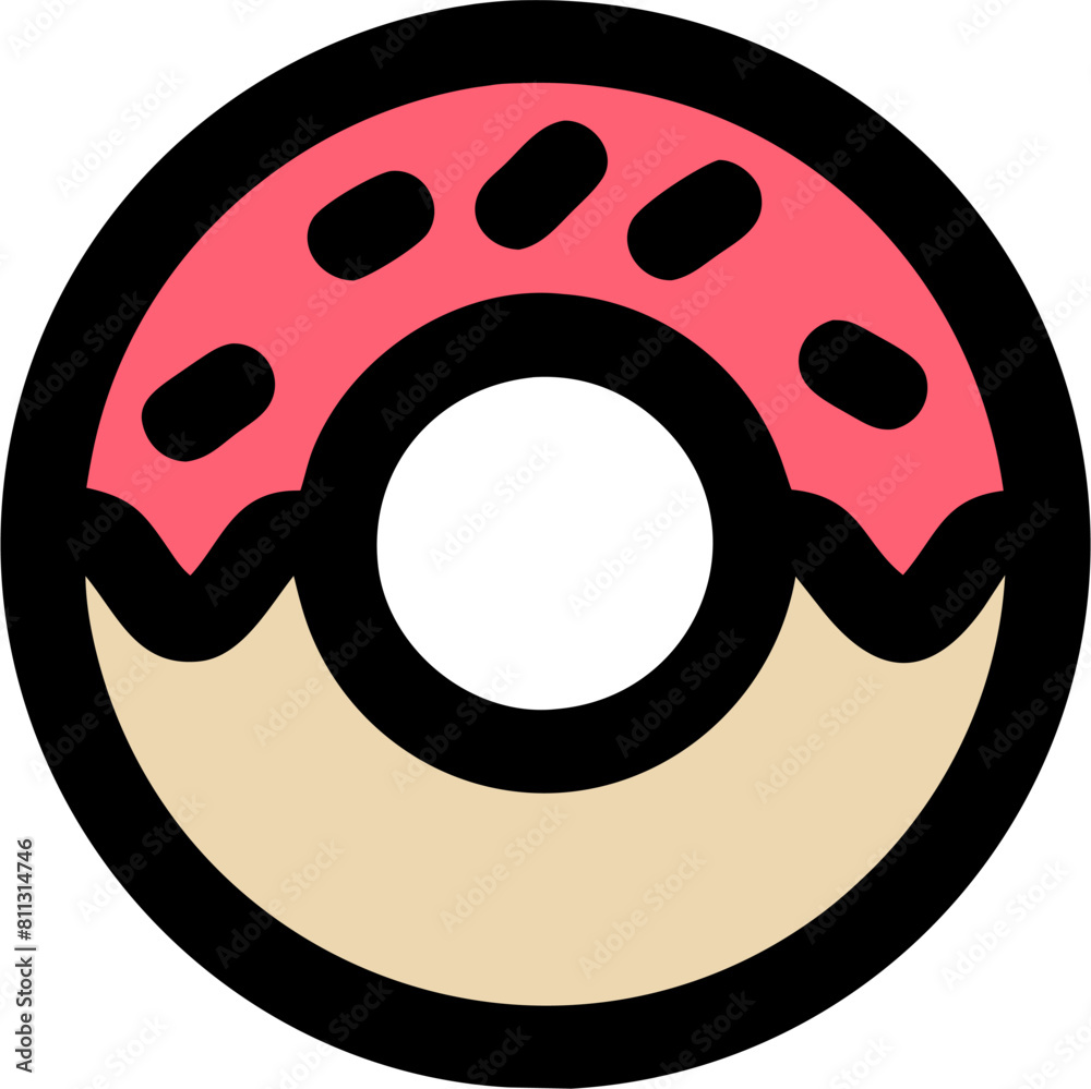 Fototapeta premium Cute Donut Multi Color Icon, Colorful Illustration