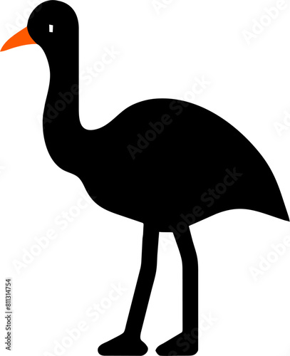 Cute Ostrich Multi Color Icon, Colorful Illustration