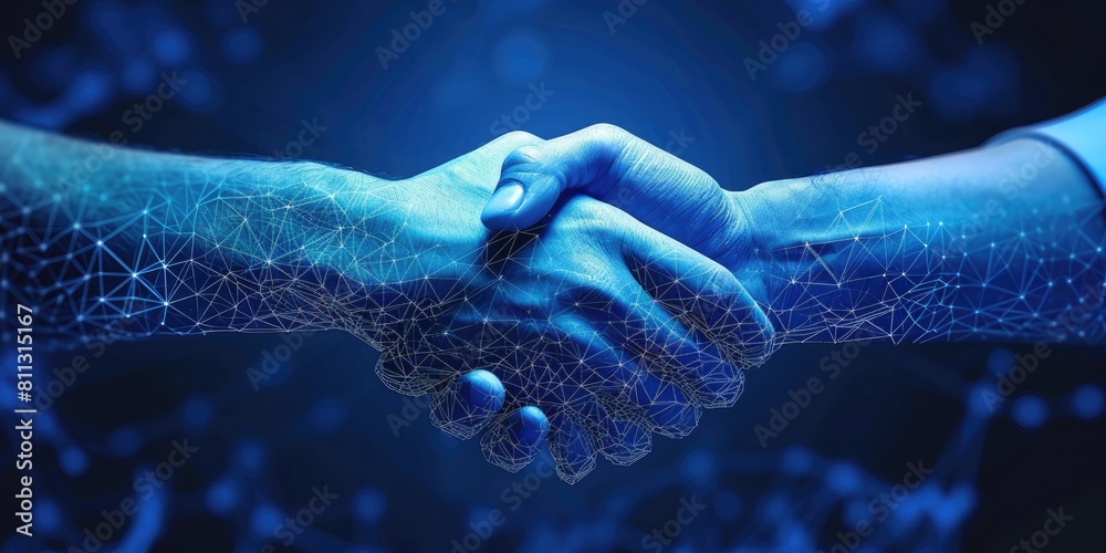 Fototapeta premium Represents partnerships and collaborations in the tech industry