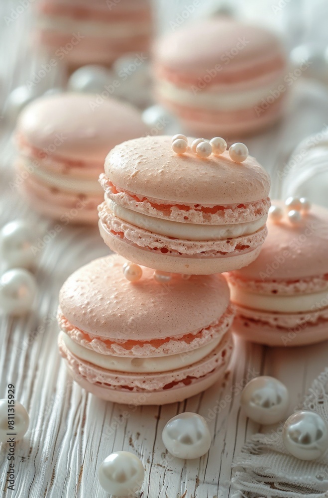 Pink Macaroons on Table