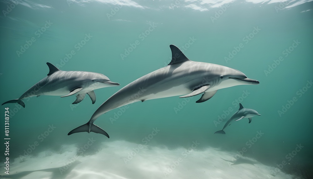 Obraz premium world oceans day with a view of ocean including fishes shark fishes and whales along sunrays and clouds