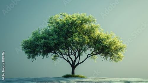polygonal silhouette photo of green deciduous tree  triangulation of isolated natural elements