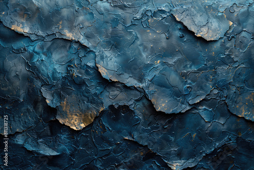 A blue rock texture with dark tones  featuring deep blue and indigo hues. Created with Ai