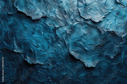 A blue textured background with dark  rough rock texture. Created with Ai