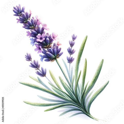 watercolor provance lavender isolate on white background