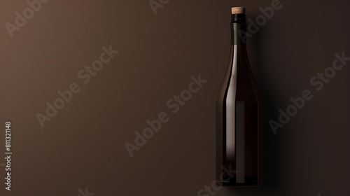 A simple and elegant product image of a brown wine bottle on a brown background. photo