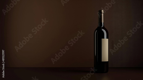 A bottle of red wine on a dark background. The bottle is in the foreground and is slightly angled to the right.