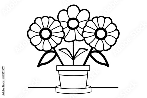 Pot flower for kids coloring book
