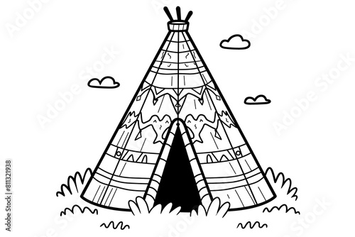 Wigwam for kids coloring book