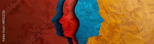 A papercutout style artwork of a human head divided into two contrasting colors, reflecting the unpredictable swings of bipolar disorder