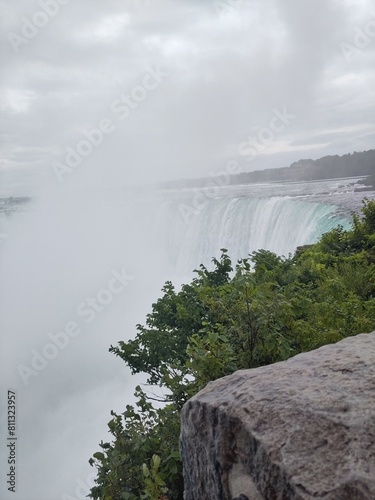 waterfall in the fog