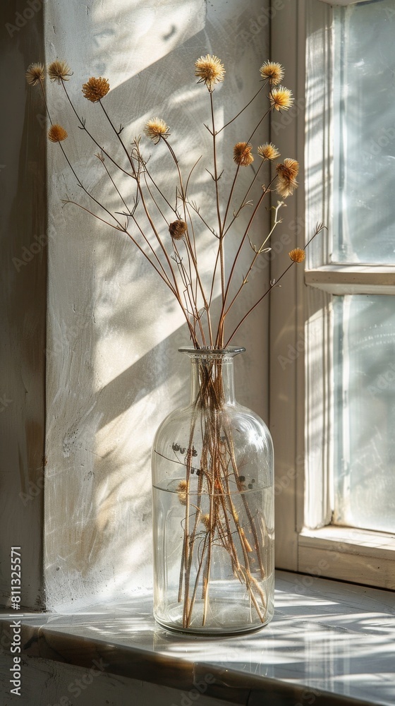 Vase Filled With Flowers on Window Sill Vase Filled With Flowers on Window Sill