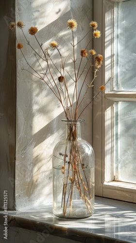 Vase Filled With Flowers on Window Sill