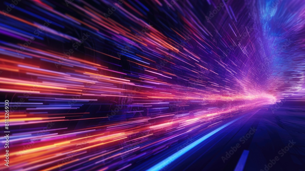 Speed Object With Colorful Vivid abstract particles traveling at high speed creating a sense of ...