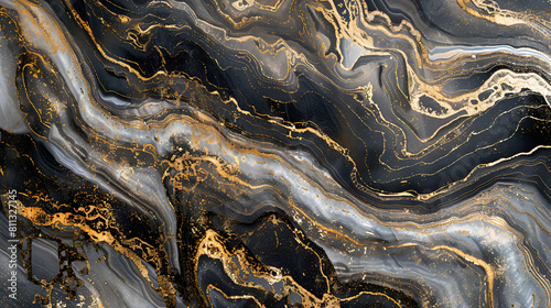 fondo para diseño con efecto marmoleado con tonos en negro plata y dorado oro piedra de marmol plantilla para diseño fondo con textura fluido y abstracto