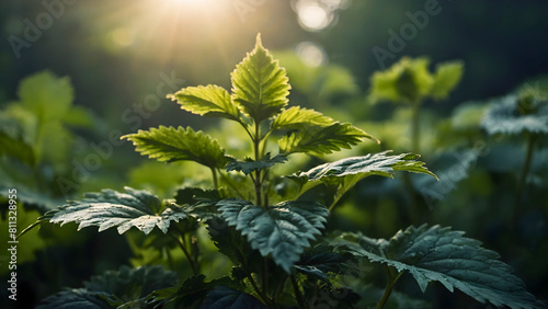 Nettles in the forest that are used for teas, food, but also for medicinal purposes. photo