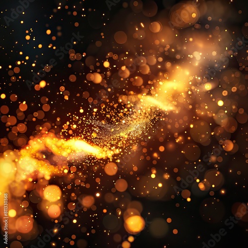 Closeup shot of beautiful sparkler burning and emitting bright sparks on black background. High quality AI generated image