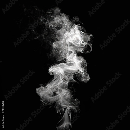 Smoke effect stock image on a black background. High quality AI generated image