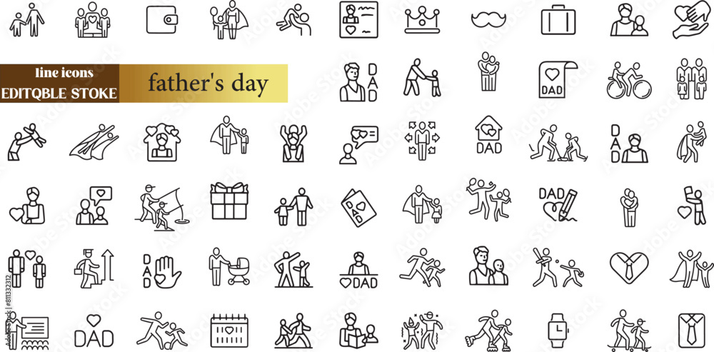 Joyeuses Fathers Day, gribouillis de lettres et d'éléments écrits à la main